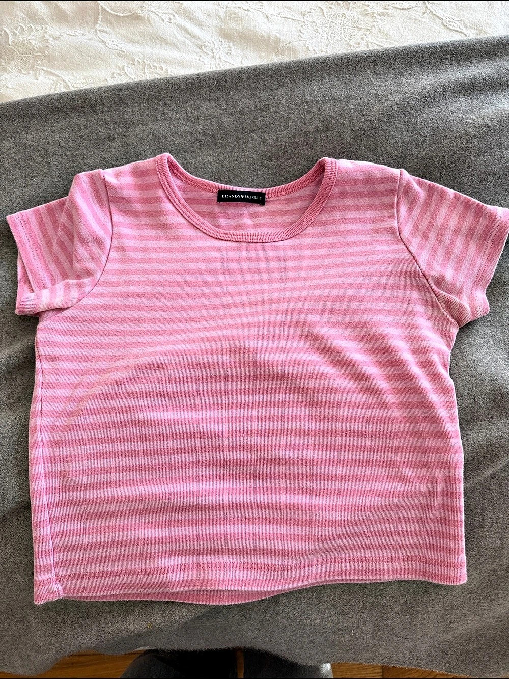 Brandy Melville Striped Top Pink Short Sleeve Tee